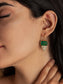925 Sterling Silver 22K Gold Plated Natural Green Gemstone Earring With White Kundan