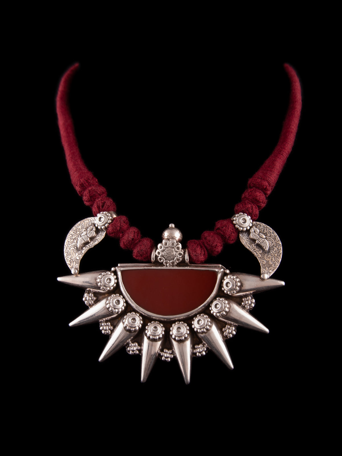 Silver Cornelion Thread Necklace view 3