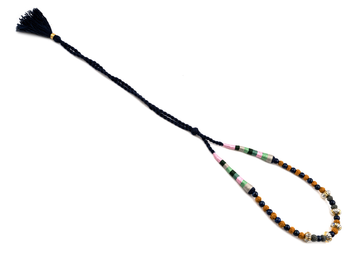925 Sterling Silver Blue Lapis Beaded Multicolored Necklace view 3