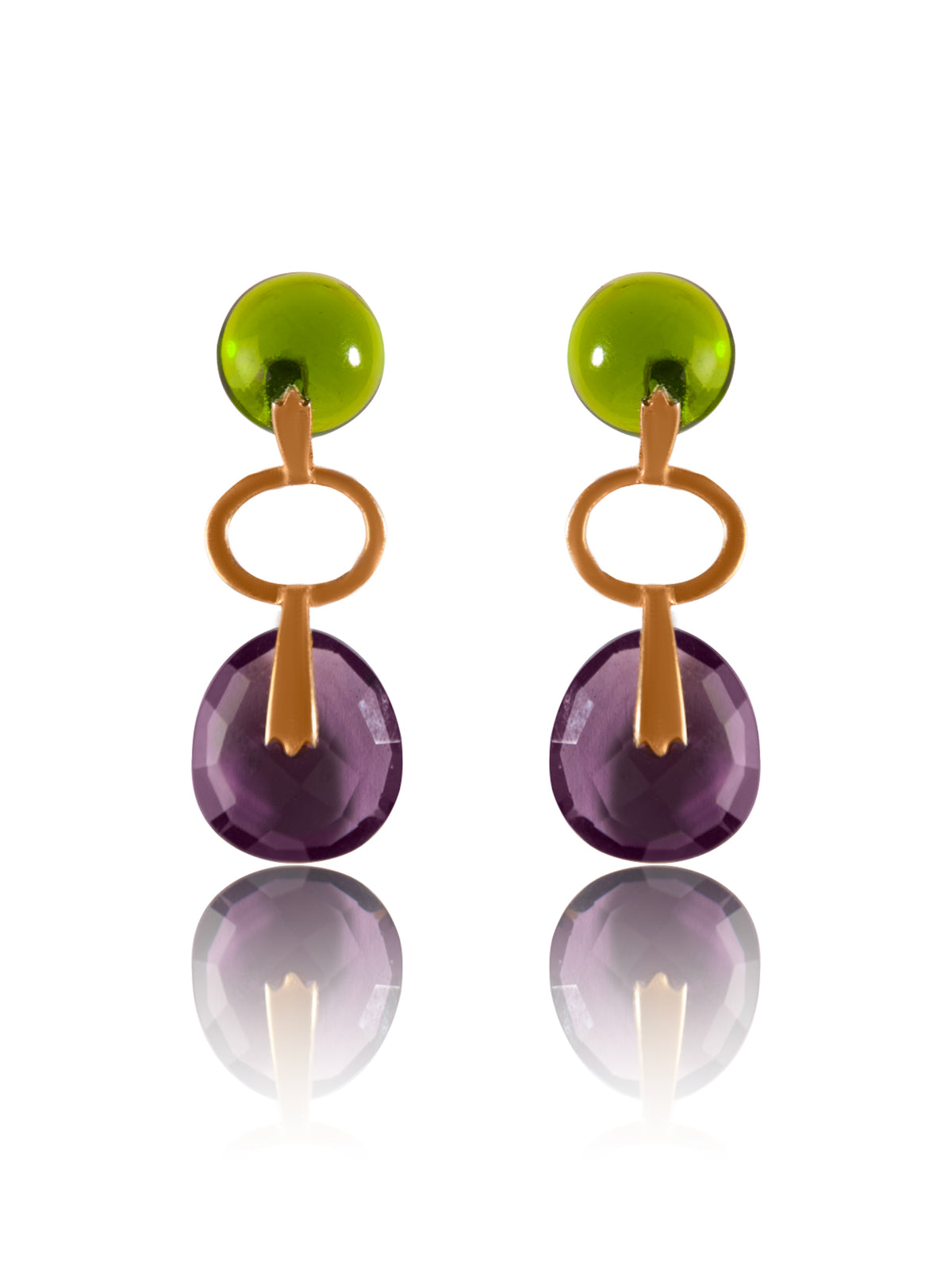 Aurora Amethyst and Chalcedony Studs view 3