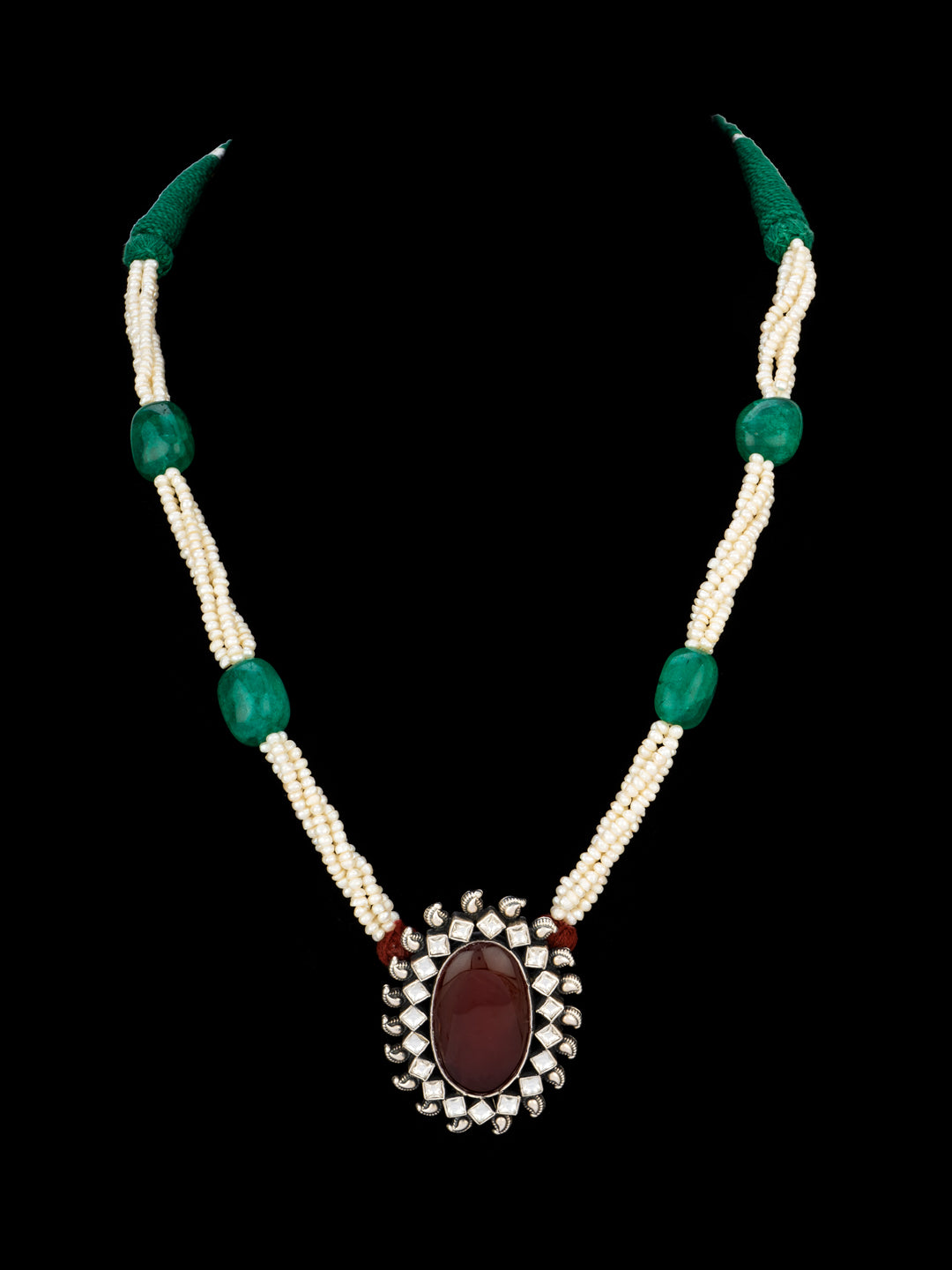 Chalcedony Beaded Pearl Necklace view 1