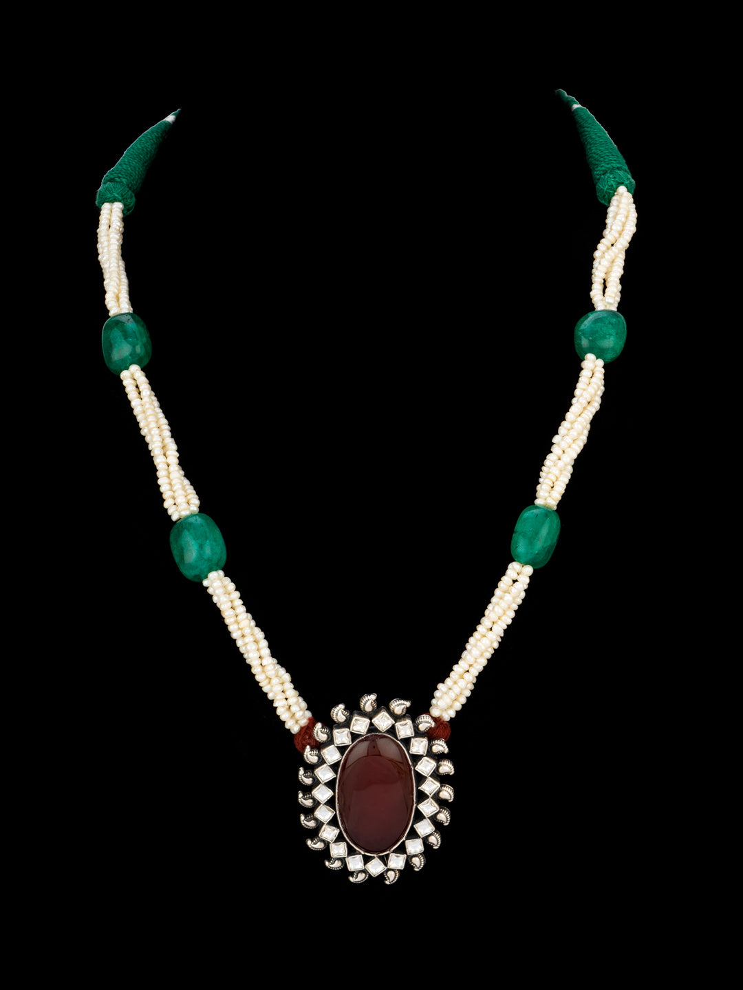 Chalcedony Beaded Pearl Necklace
