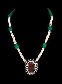 Chalcedony Beaded Pearl Necklace view 1