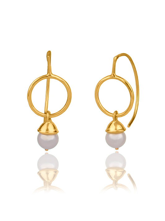 Gold Plated Pearl Drop Danglers