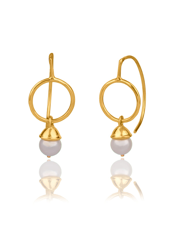 Gold Plated Pearl Drop Danglers