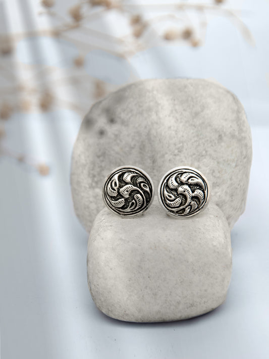 Silver Round Chitai Studs