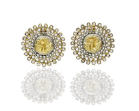 925 Silver Gold Plated Peacock Earrings with Checker Stones view 1