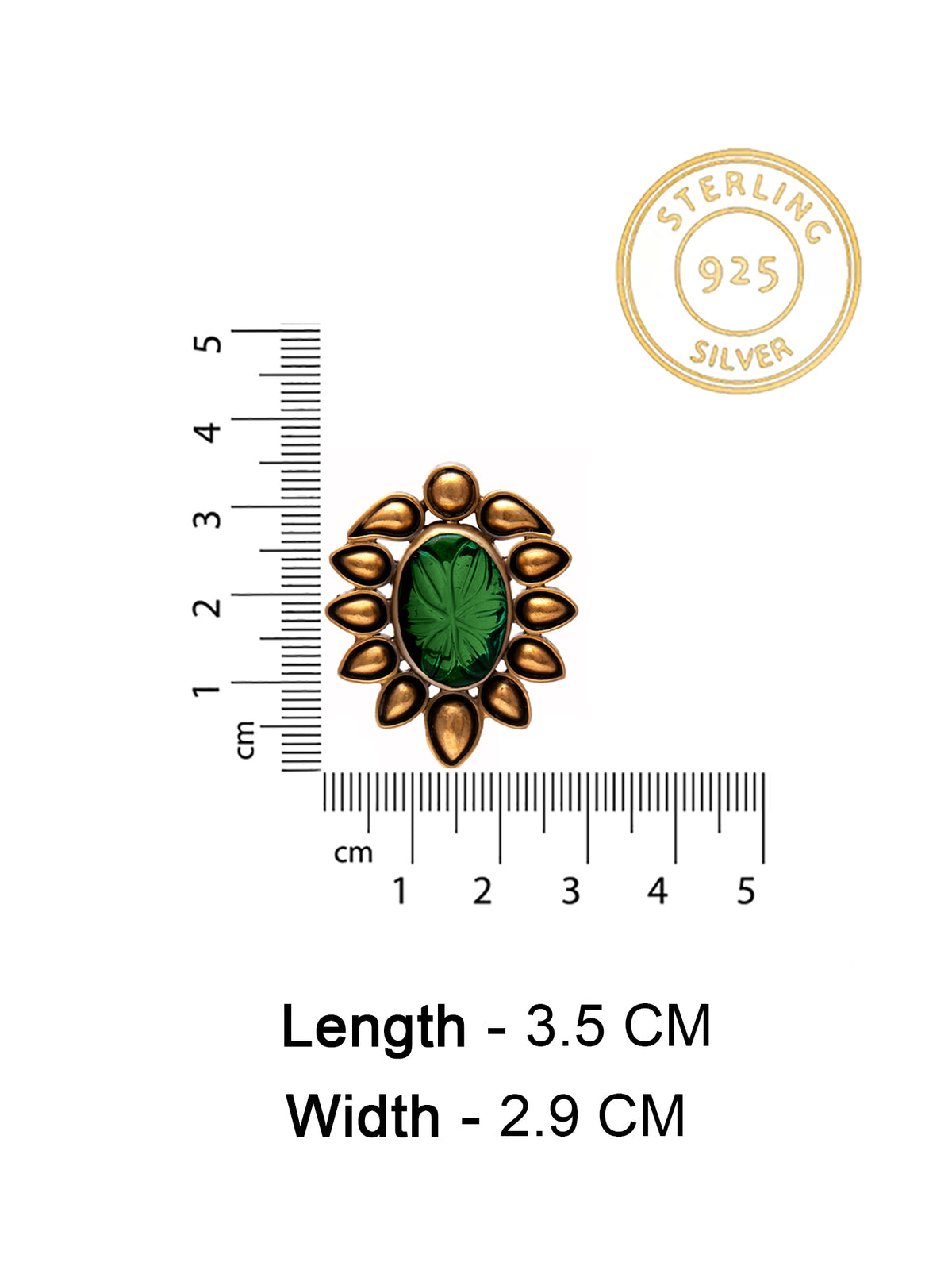 Svarnam Green Carved Studs view 5