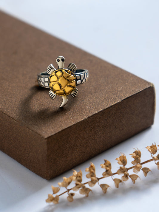 Tortoise Two Toned Adjustable Ring