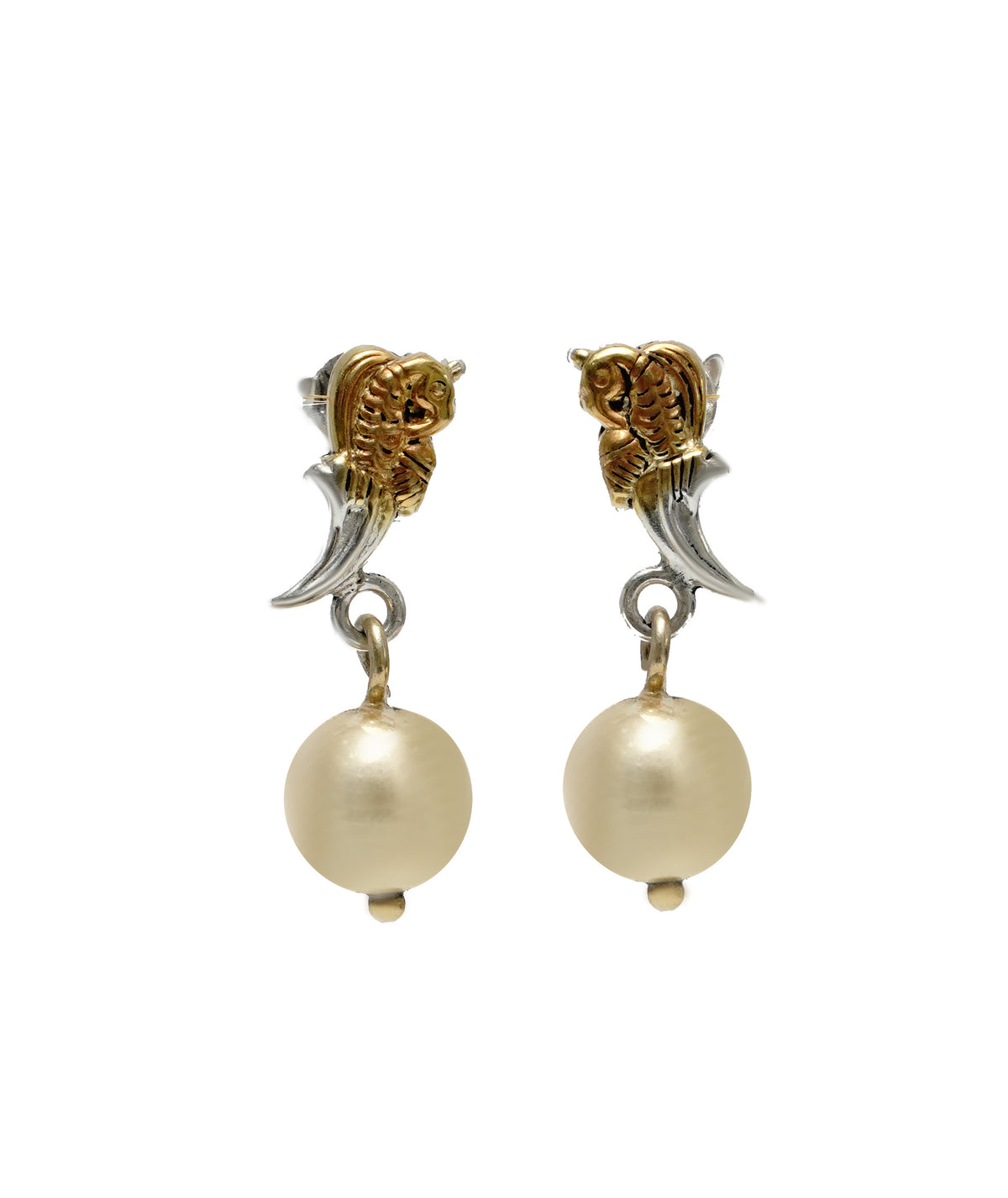 925 Silver Two Tone Twin Peacock Earrings view 3