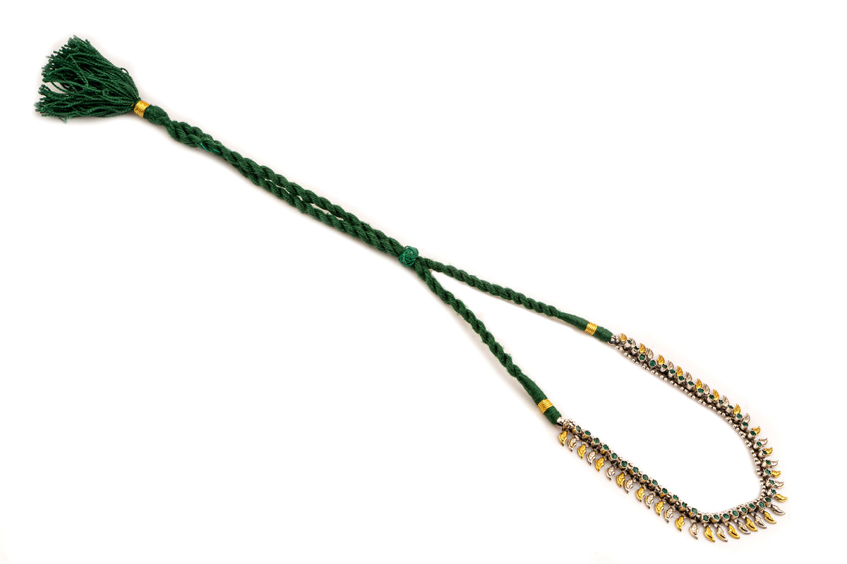 925 Sterling Silver Two Tone Paisley Necklace with Green Onyx view 3