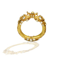 925 Silver Gold Plated Lion Bangle view 1