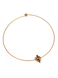 925 Sterling Silver 22K Gold Plated Golden Ball Hasli With Green Onyx and Ruby Beads view 6