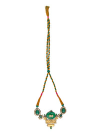 Two Toned Kundan Necklace with Adjustable Patwa Thread view 3