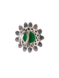 Green Carved Stone Kundan Ring view 2