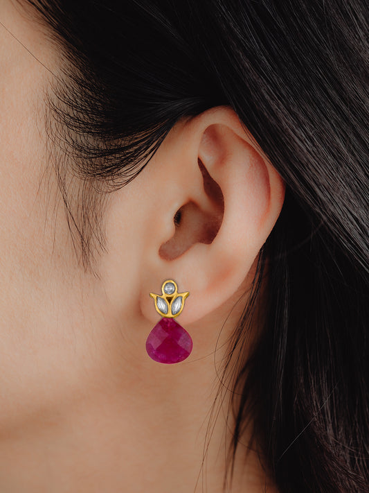 Floral Studs with Ruby