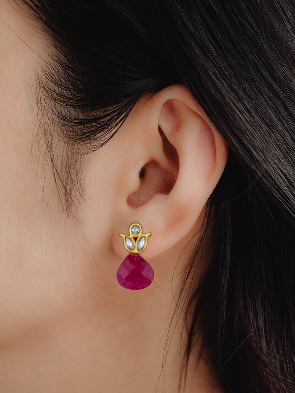 Floral Studs with Ruby alternate