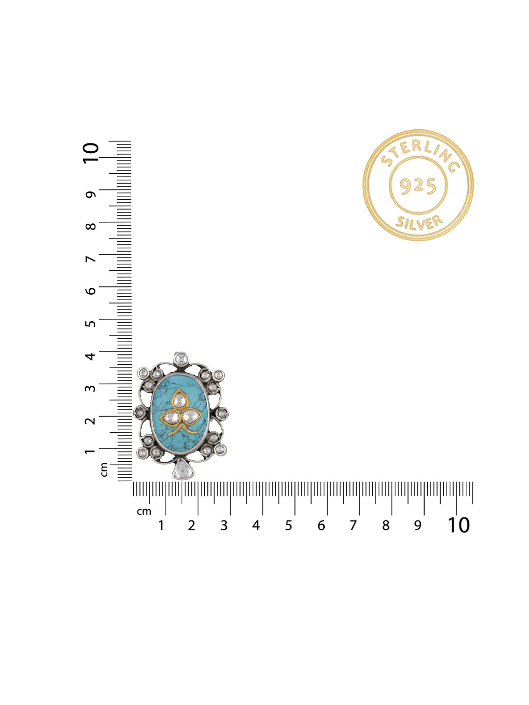 Kundan Turquoise Adjustable Ring view 3