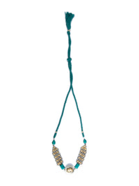 925 Sterling Silver Two Tone 22K Gold Plated Elephant Design Necklace With Turquoise Gemstone view 7