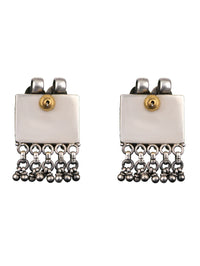 925 Sterling Silver Two Tone Twin Peacock Textured Earrings view 5