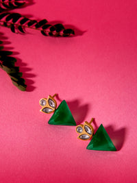 Aurora Green Onyx Triangle Studs view 2