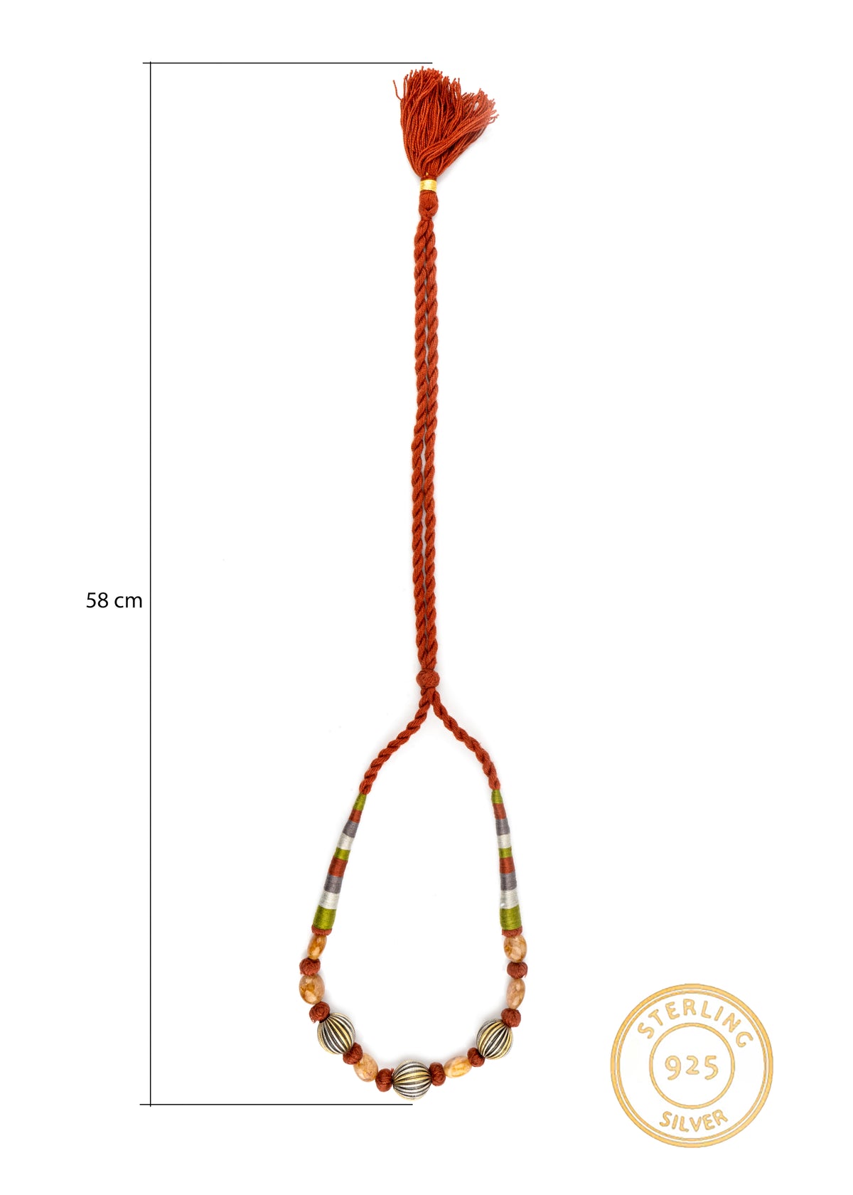 925 Sterling Silver Two Tone Beaded Necklace view 4