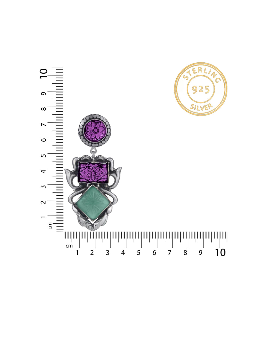 Colored Carved Glass Statement Earrings view 3