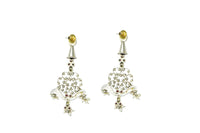 Silver Fusion Earrings with Kundan view 3