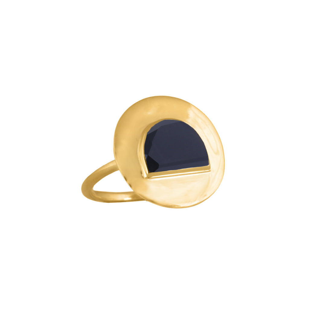 925 Silver Gold Plated Black Onyx Ring - Neeta Boochra Jewellery