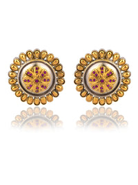 925 Sterling Silver Two Tone Floral Studs view 1