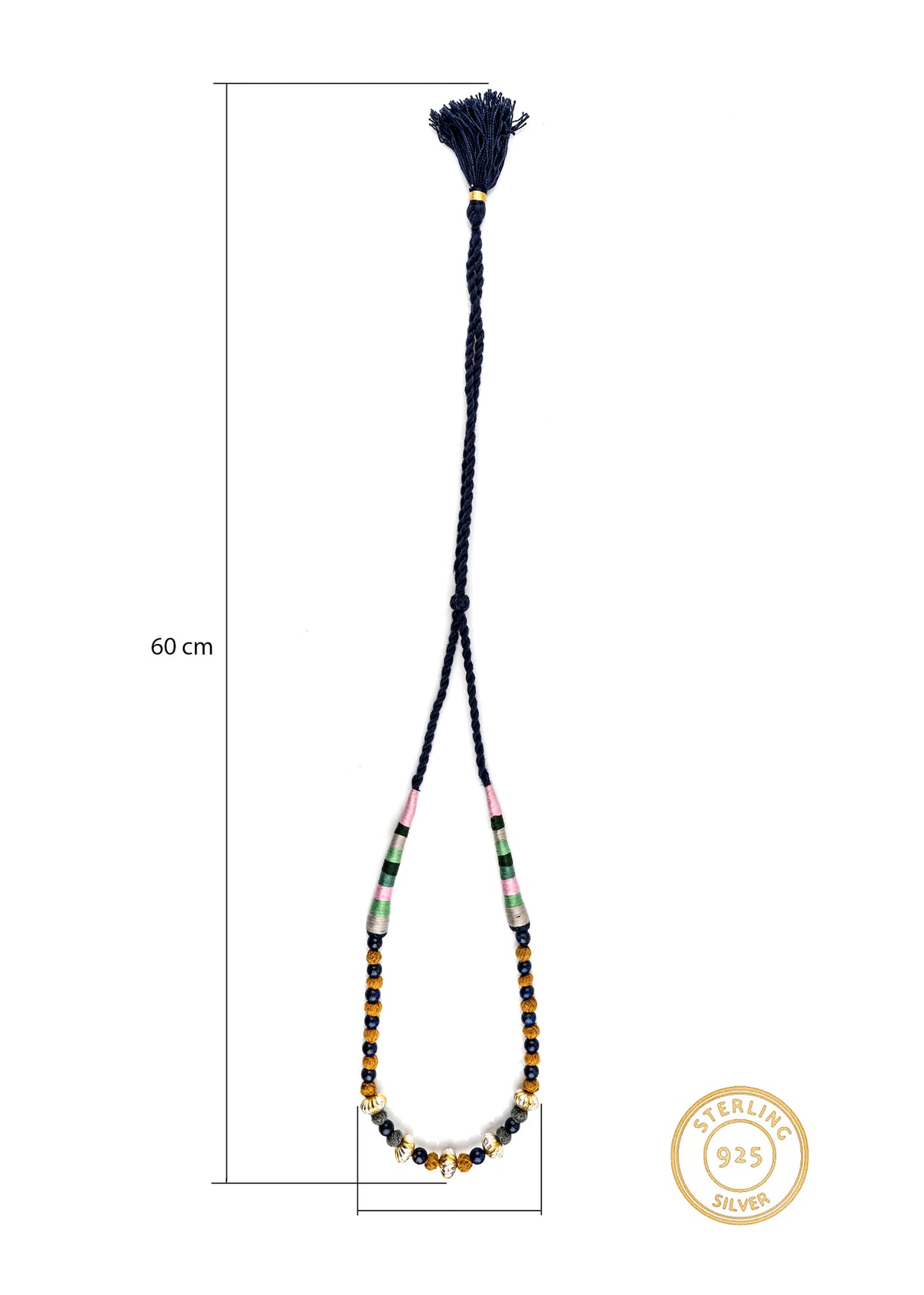 925 Sterling Silver Blue Lapis Beaded Multicolored Necklace view 4