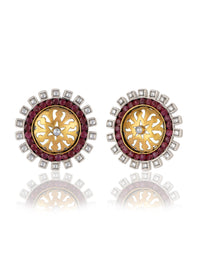 Red Kundan Studs view 1
