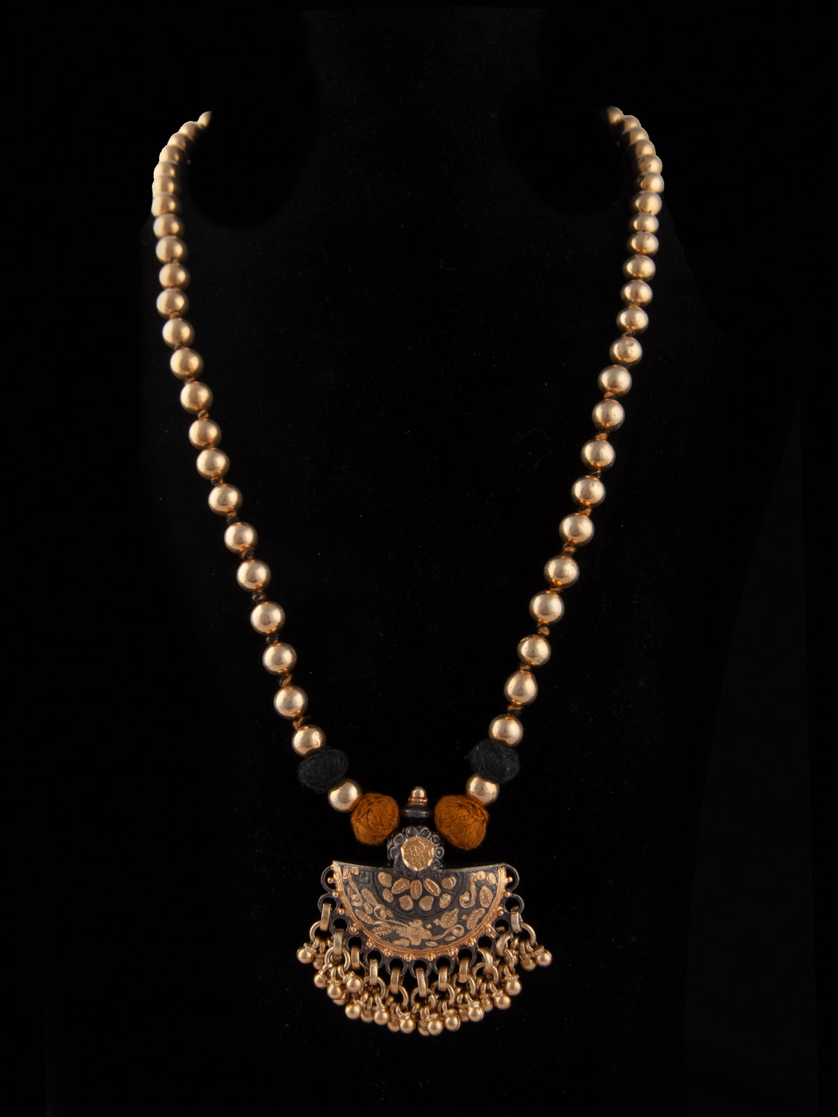 925 Sterling Silver Two Tone 22K Gold Plated Beaded Necklace view 5