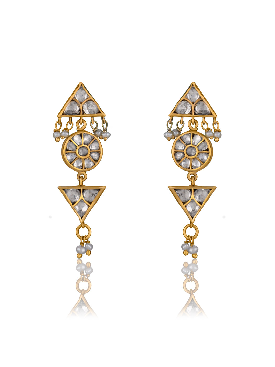 Gold Plated Kundan Earrings view 1