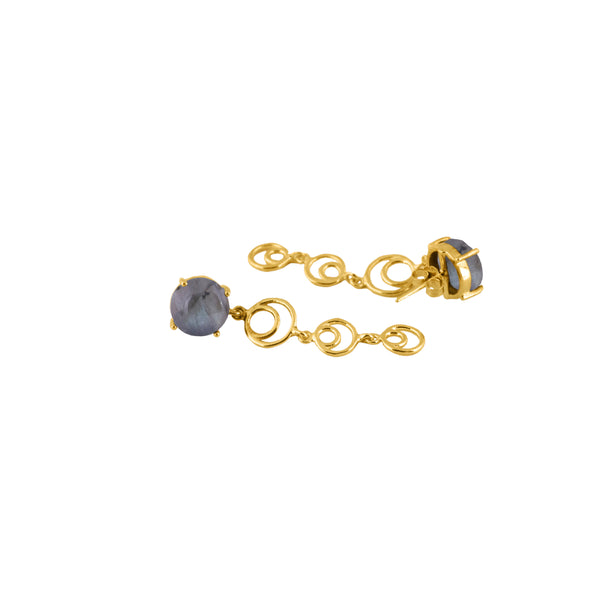 925 Silver Gold Plated Labradorite Spiral Drop Earrings alternate