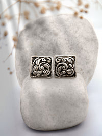 Silver Square Chitai Studs view 1
