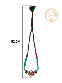 925 Sterling Silver 22K Gold Plated Green Onyx, Black Onyx Gemstone Necklace With Pink and White Kundan view 4