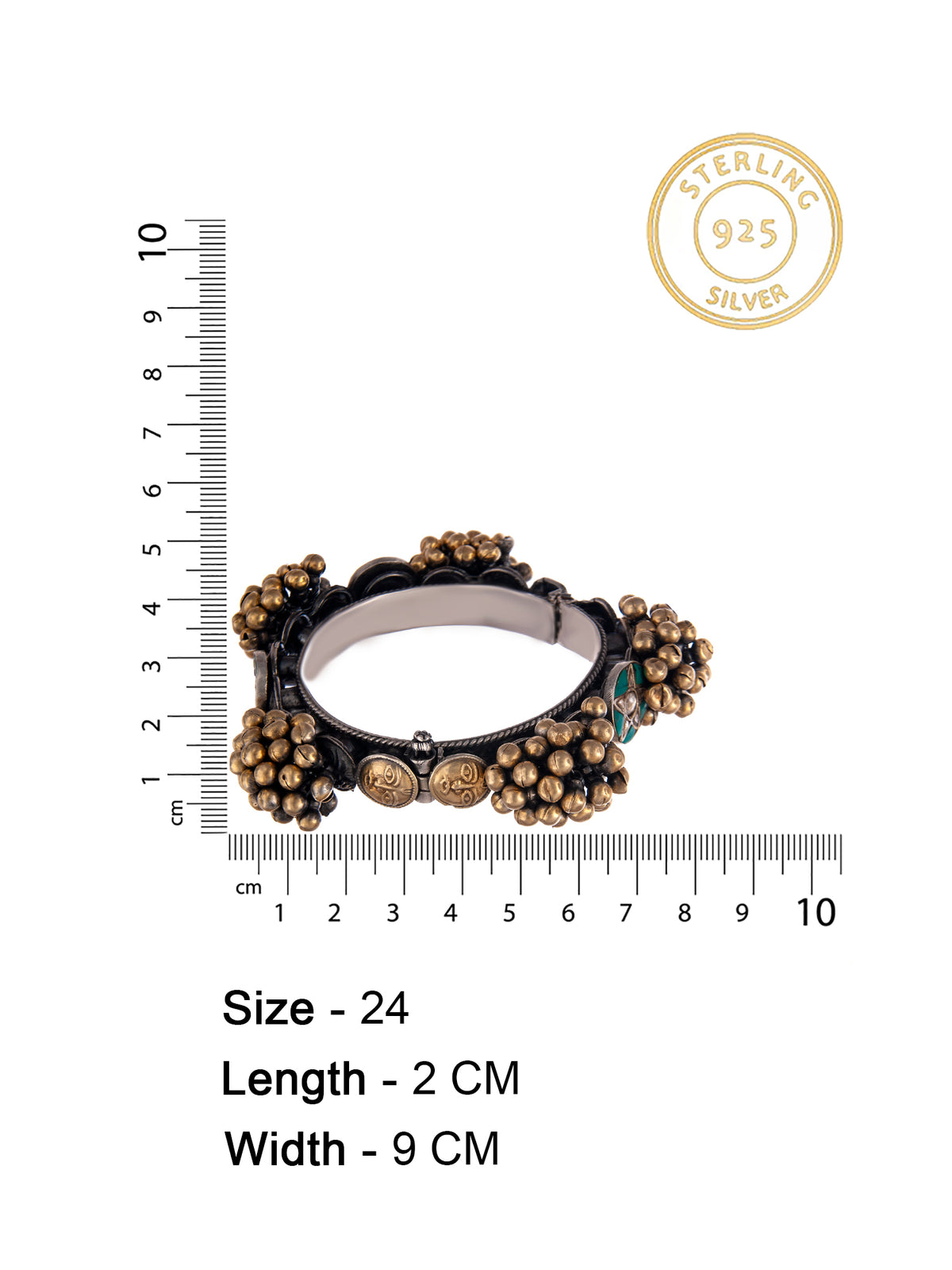 Svarnam Festive Turquoise Kundan Openable Bangle view 6