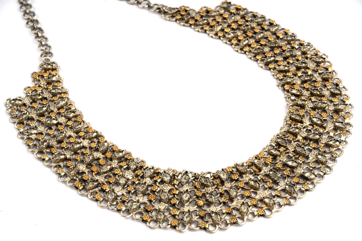 925 Sterling Silver Two Tone Statement Necklace view 3