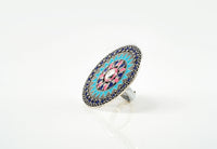 Blue and Pink Meenakari Ring view 2