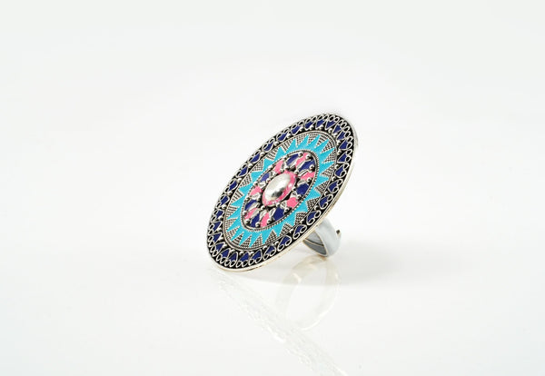 Blue and Pink Meenakari Ring alternate