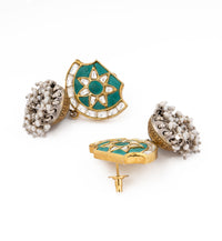 925 Sterling Silver Turquoise Chaand Kundan Jhumki view 3