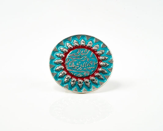 Sky Blue and Red Ring - Neeta Boochra Jewellery