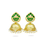 Silver Gold Plated Signature Kundan Jhumkis view 1
