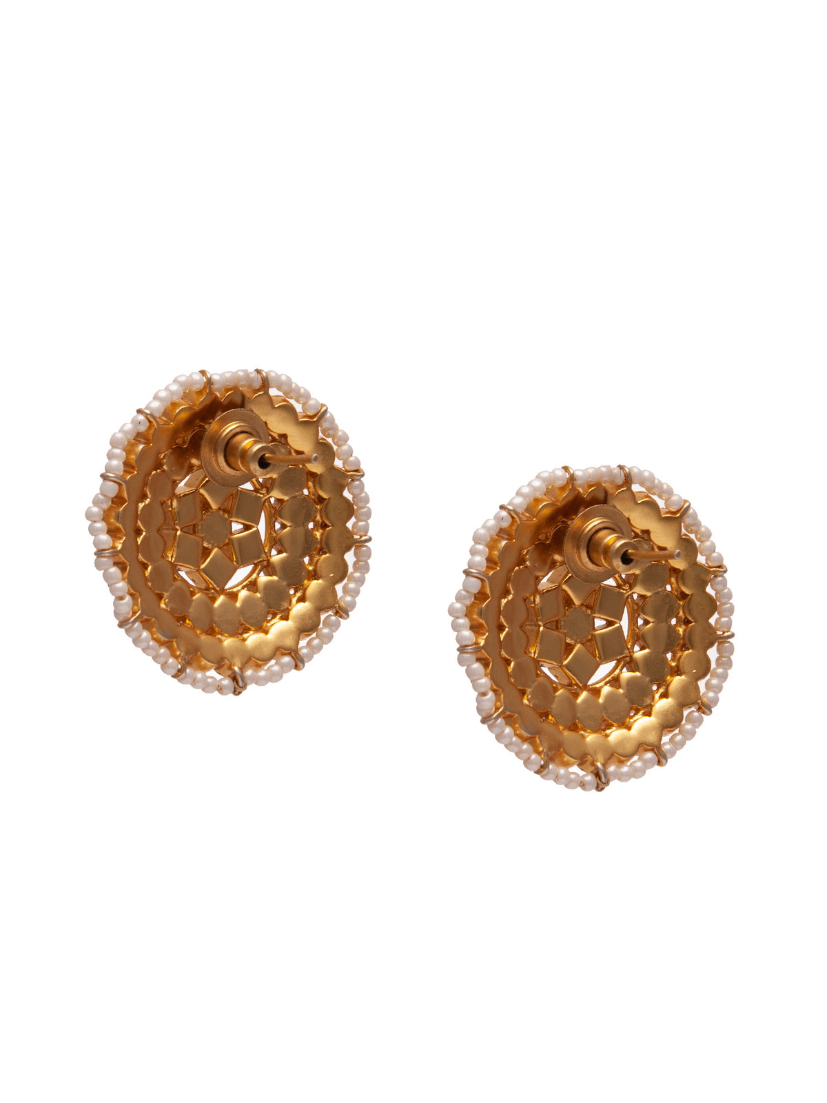 Swarnim Green Round Kundan Studs view 3