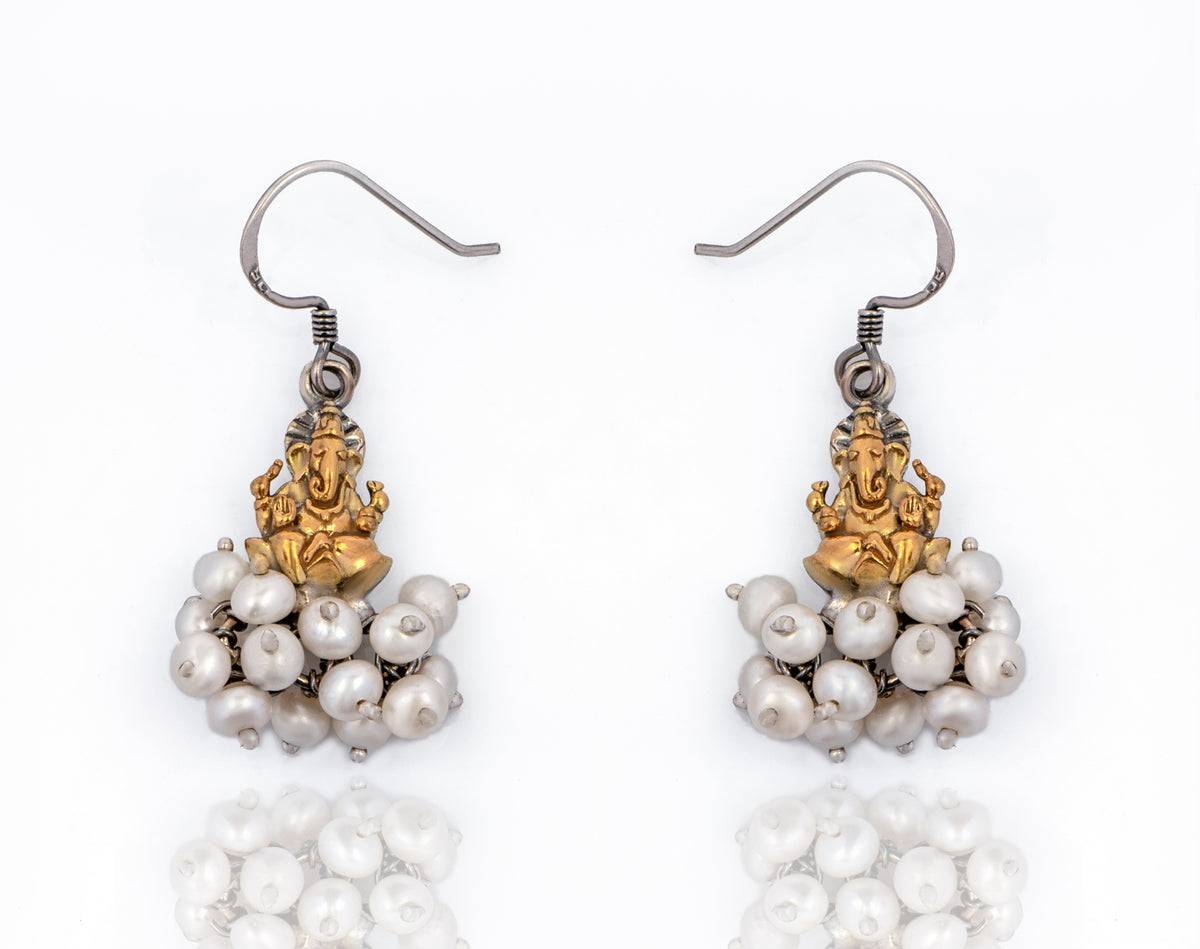 925 Sterling Silver Two Tone Lord Ganesha Danglers view 2