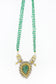 Silver Two Tone Necklace with Green Stone and Emerald Beads - Neeta Boochra Jewellery
