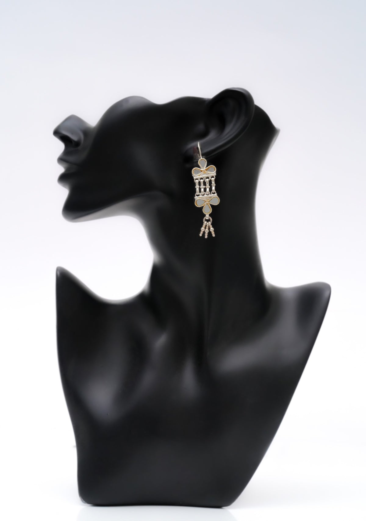 925 Silver Earrings with White Glass view 4