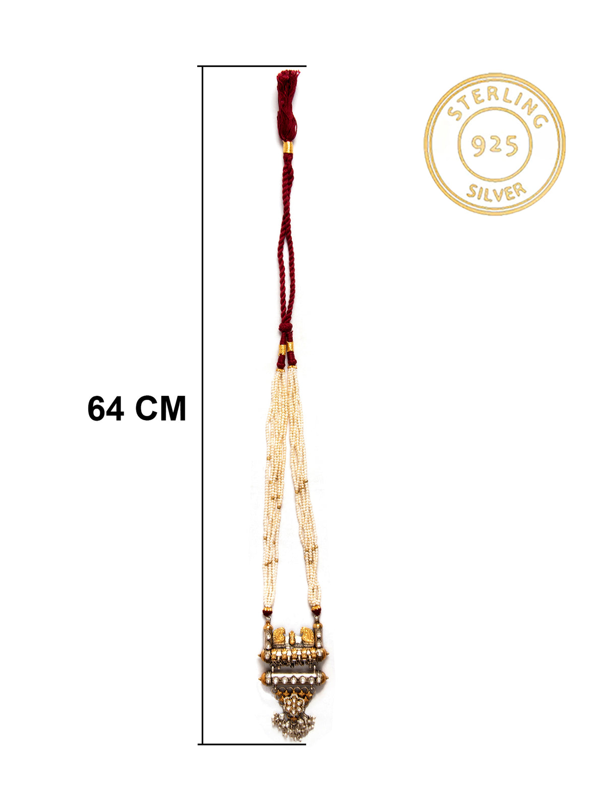 Svarnam Kundan and Pearl Long Necklace view 6