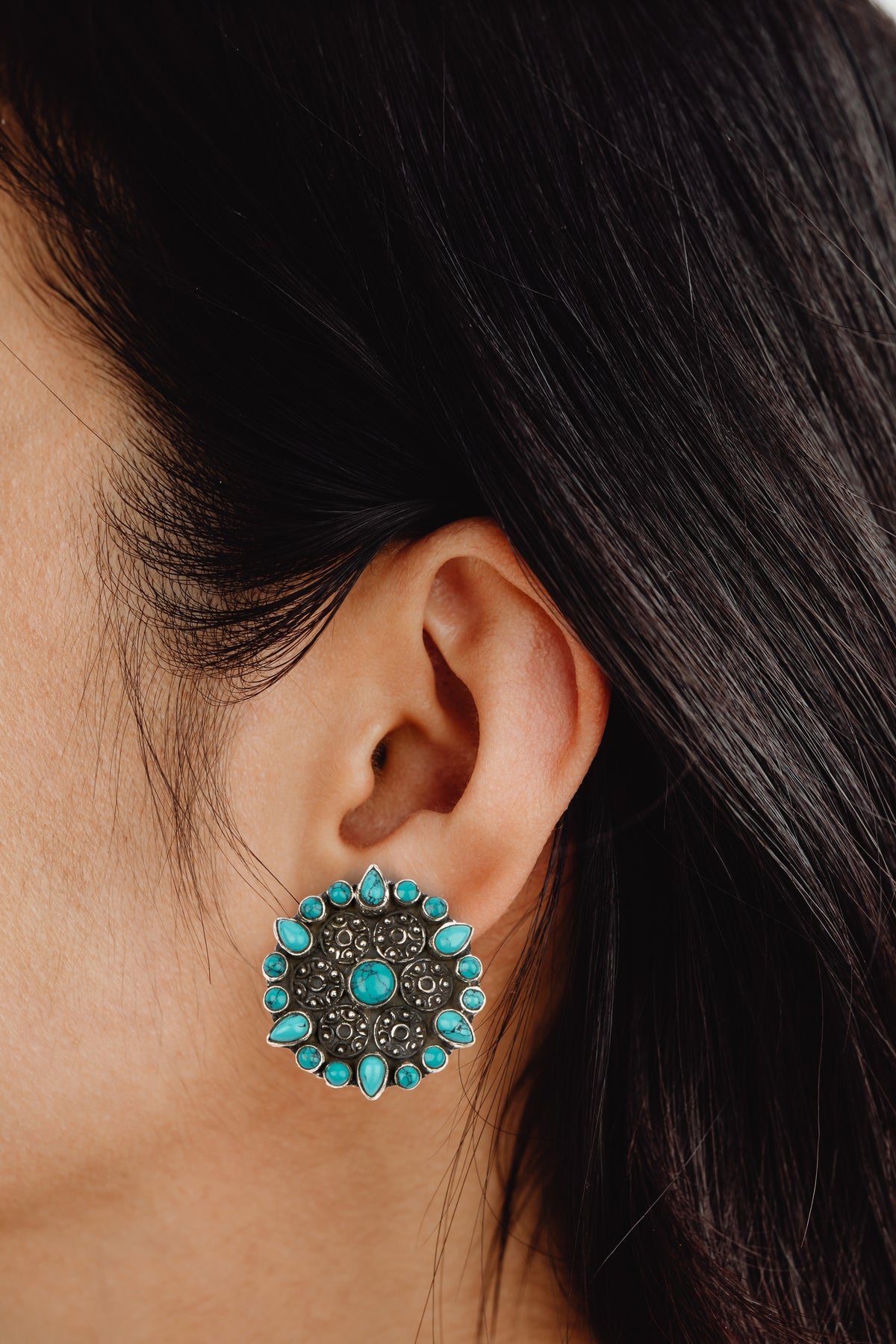 925 Sterling Silver Turquoise Studs view 3
